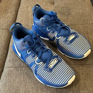Size 10 Men’s Lebron Nike Witness VII Blue basketball shoes.